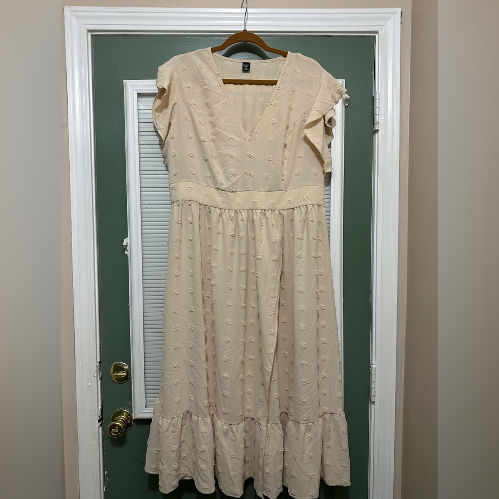 Flutter Sleeve Swiss Dort Wrap Bottom Dress Sz 1X